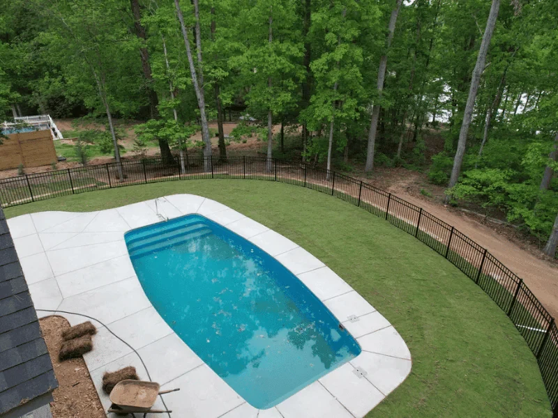 Backyard Pool Landscaping Scene Mecklenburg County North Carolina