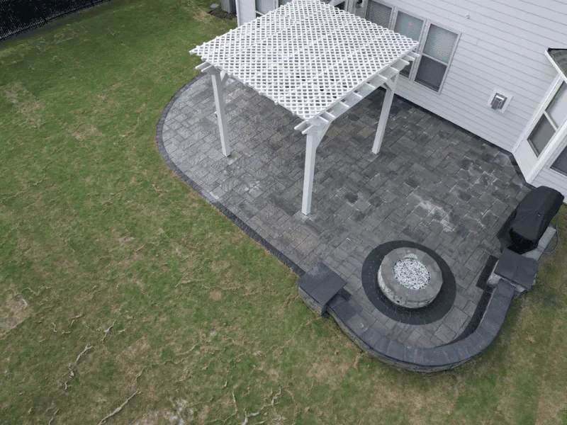Backyard Stone Patio Pergola Mecklenburg County North Carolina