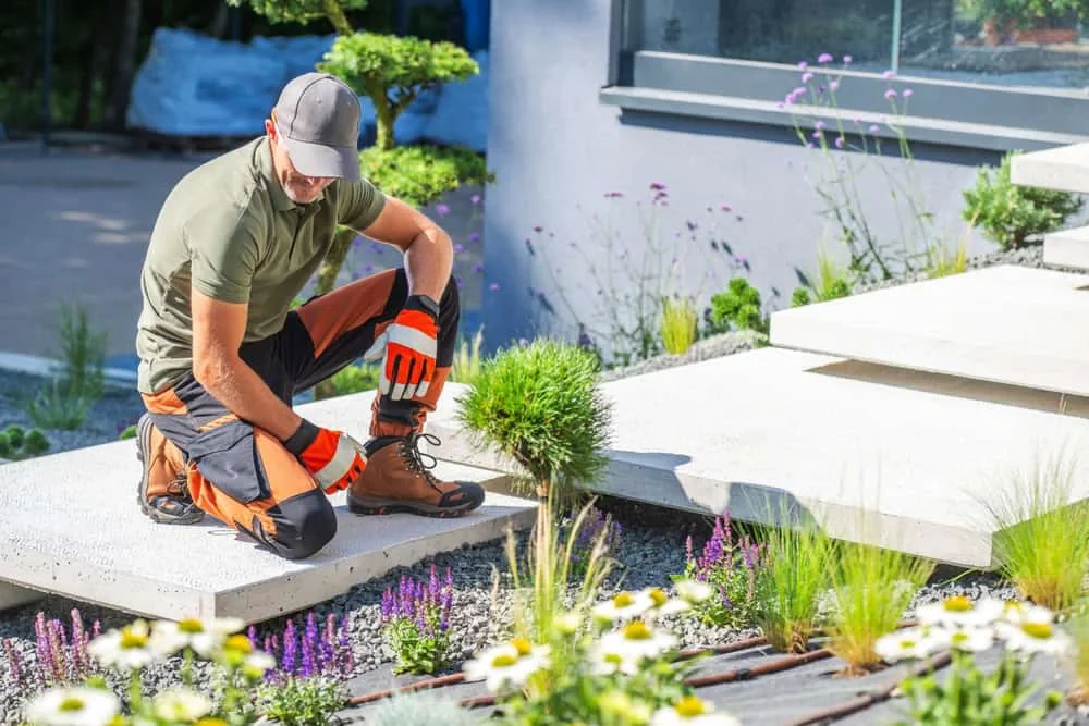Gardener Tending Flowerbed Mecklenburg County North Carolina