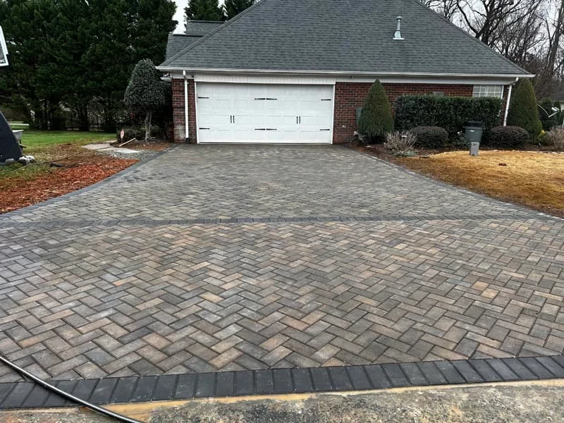 Herringbone Brick Driveway Garage Mecklenburg County North Carolina