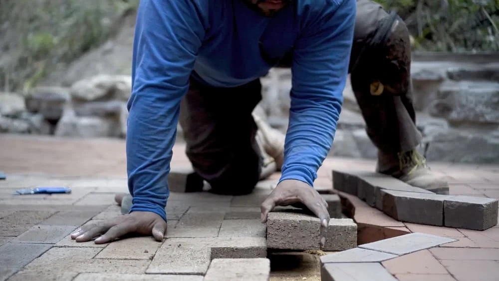 Landscaper Laying Bricks Mecklenburg County North Carolina