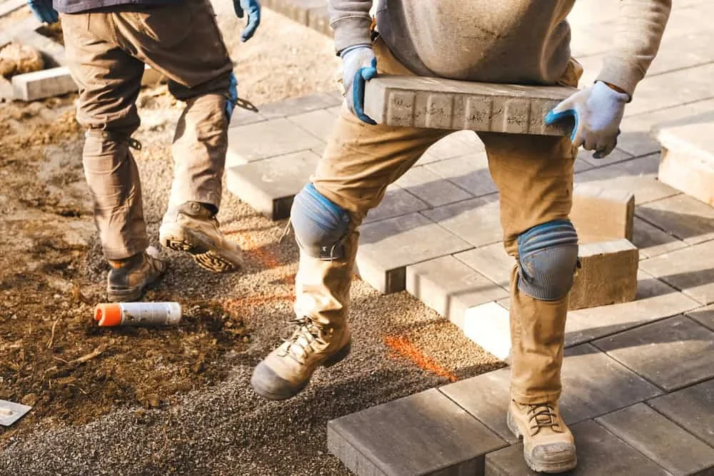 Landscapers Laying Paving Stones Mecklenburg County North Carolina