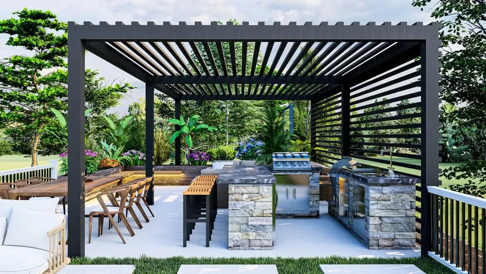 Modern Outdoor Kitchen Garden Mecklenburg County North Carolina_1