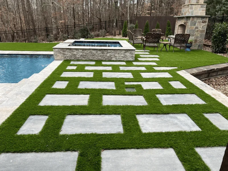 Modern Pool Patio Landscaping Mecklenburg County North Carolina