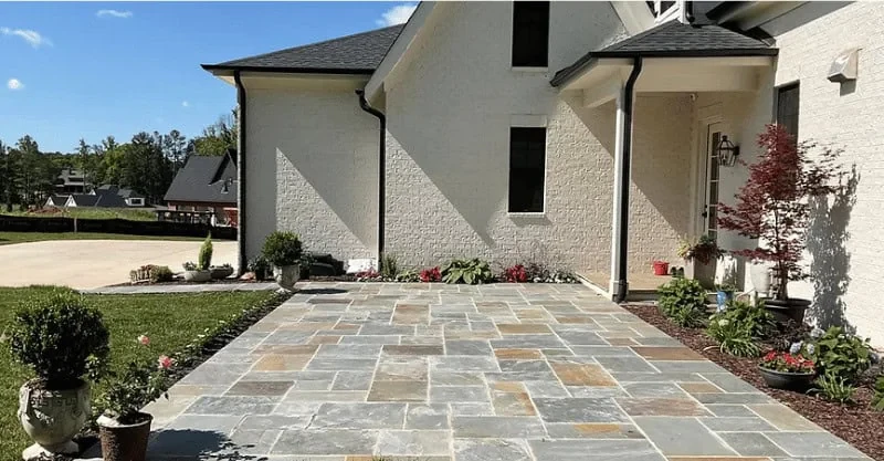 Modern Stone Patio Garden Mecklenburg County North Carolina