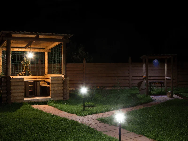 Nighttime Garden Gazebo Lights Mecklenburg County North Carolina