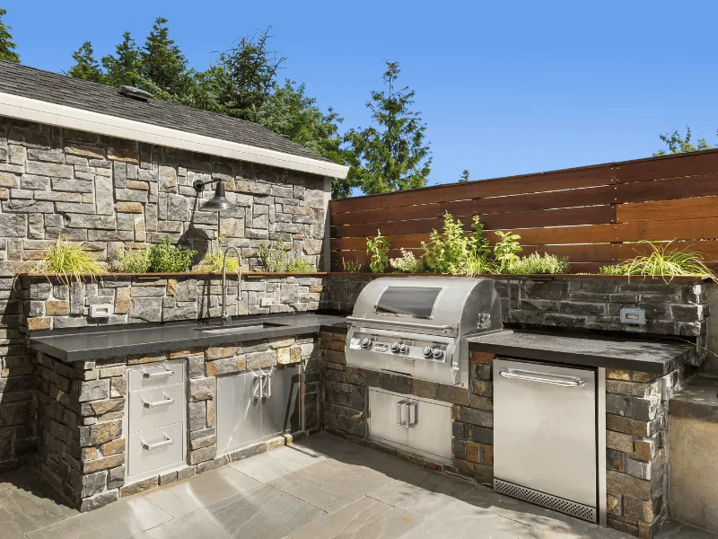 Outdoor Stone Kitchen Design Mecklenburg County North Carolina