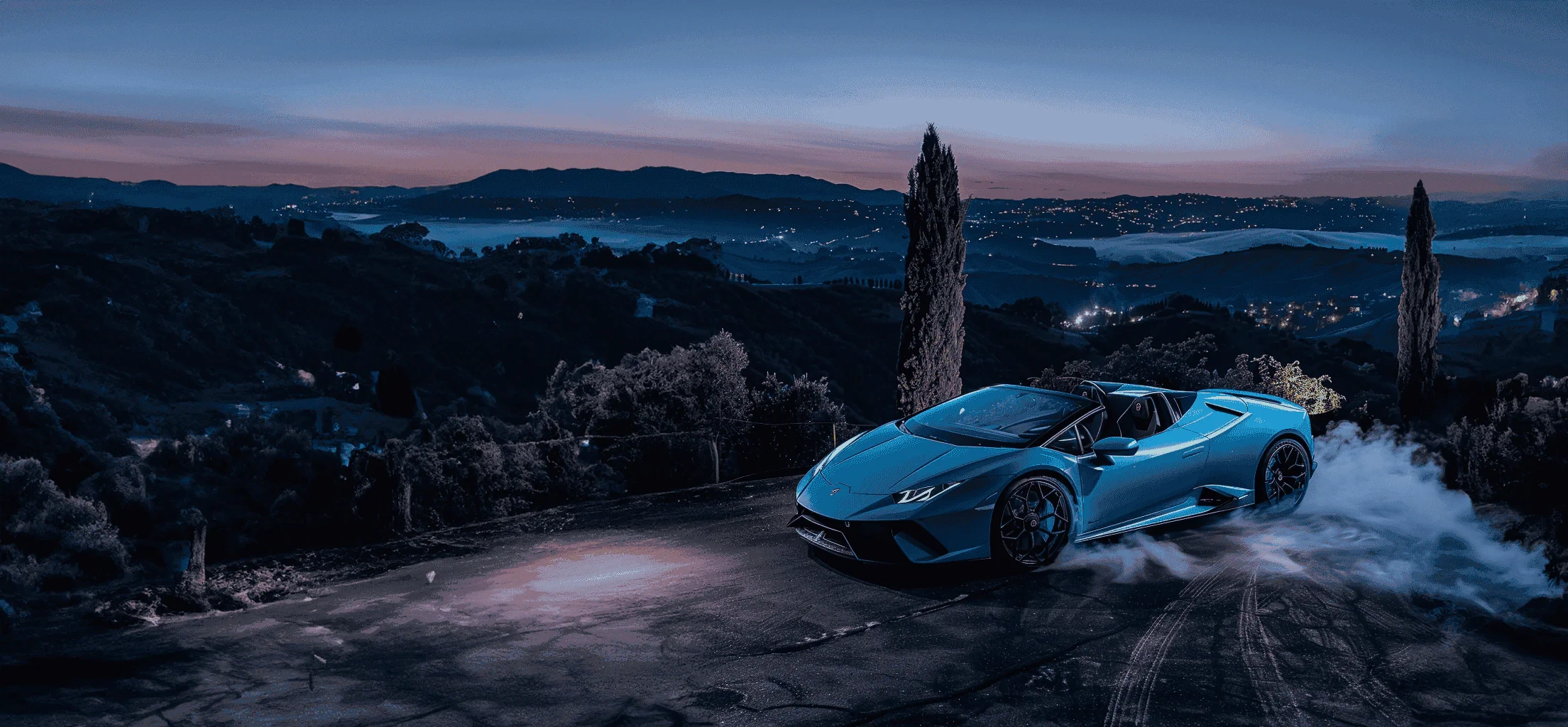 Sleek Blue Car Dusk Mecklenburg County North Carolina