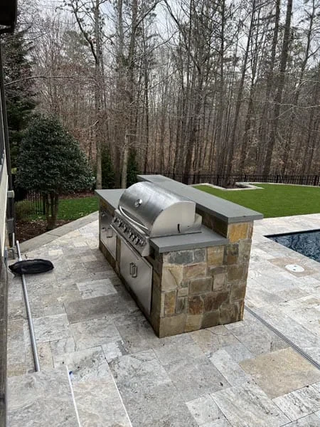 Stone Grill Patio Pool Lawn Mecklenburg County North Carolina
