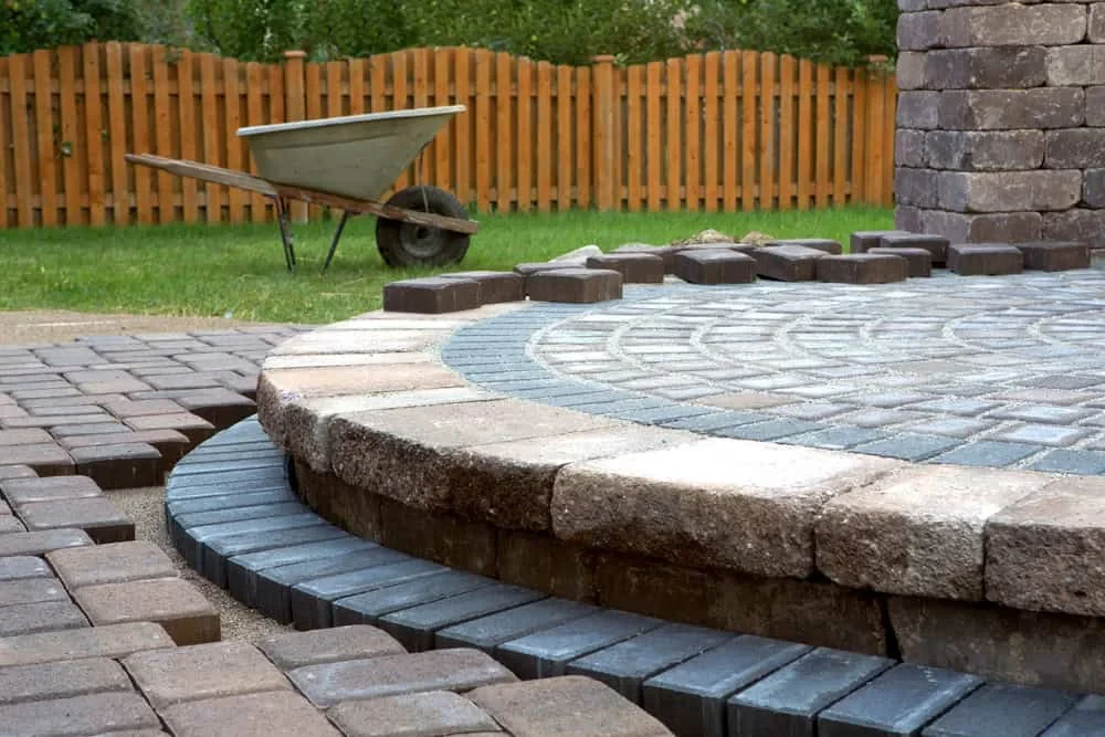 Stone Patio Under Construction Mecklenburg County North Carolina