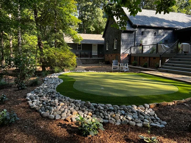 Backyard Putting Green Scene Mecklenburg County North Carolina
