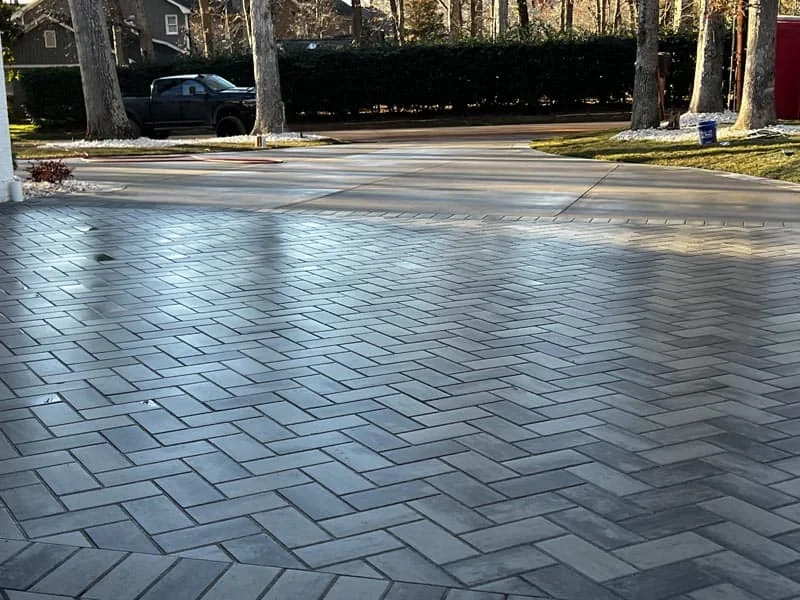Herringbone Driveway Landscaping Trees Mecklenburg County North Carolina