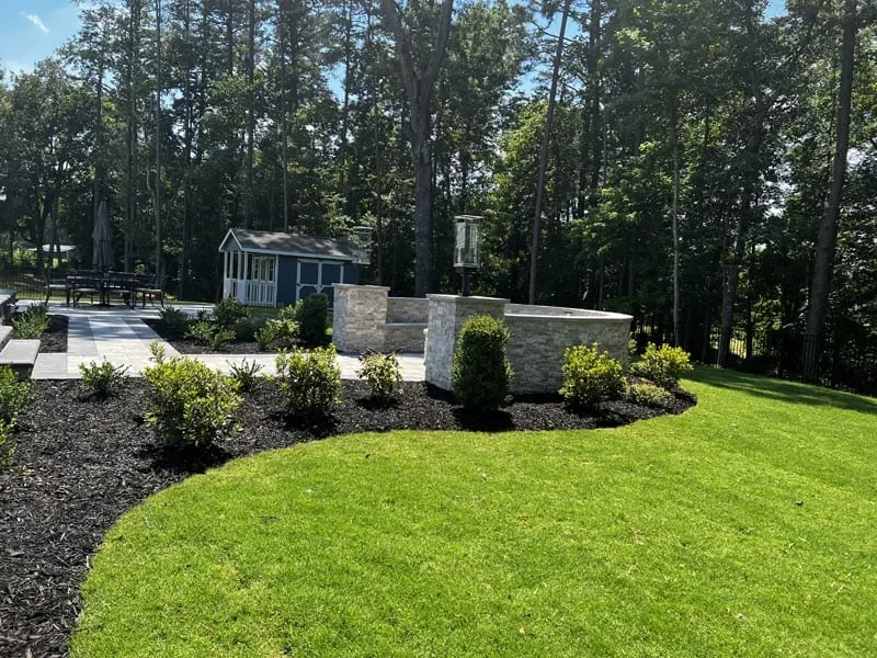 Landscaped Backyard Patio Shed Mecklenburg County North Carolina