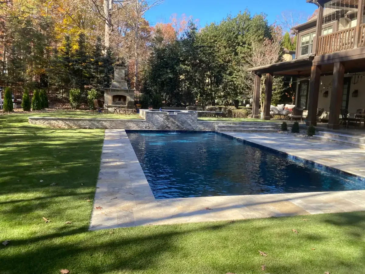 Backyard Pool Landscaped Patio Mecklenburg County North Carolina