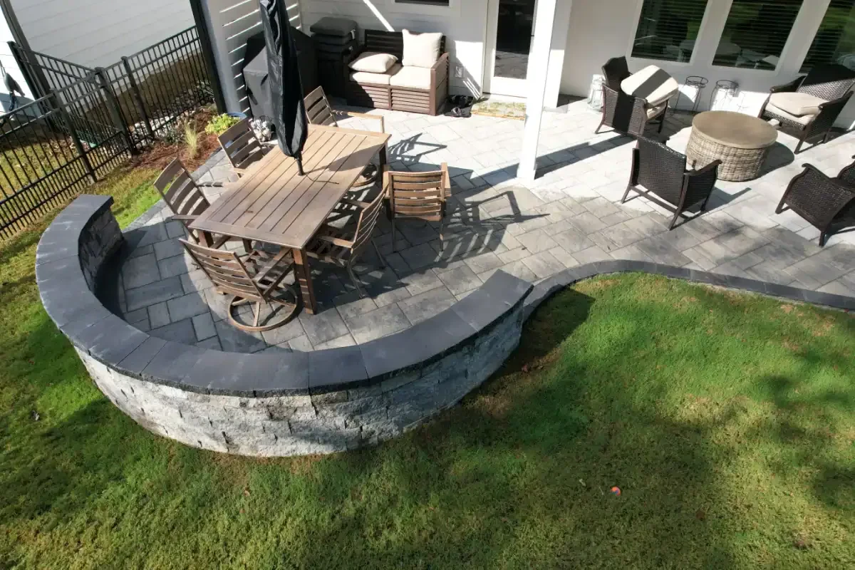 Backyard Stone Patio Dining Mecklenburg County North Carolina