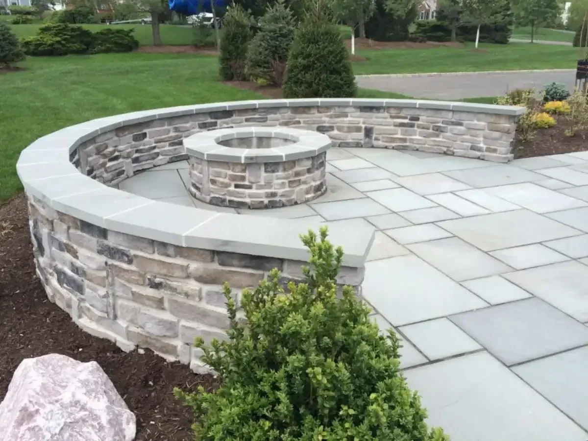 Circular Stone Fire Pit Patio Mecklenburg County North Carolina