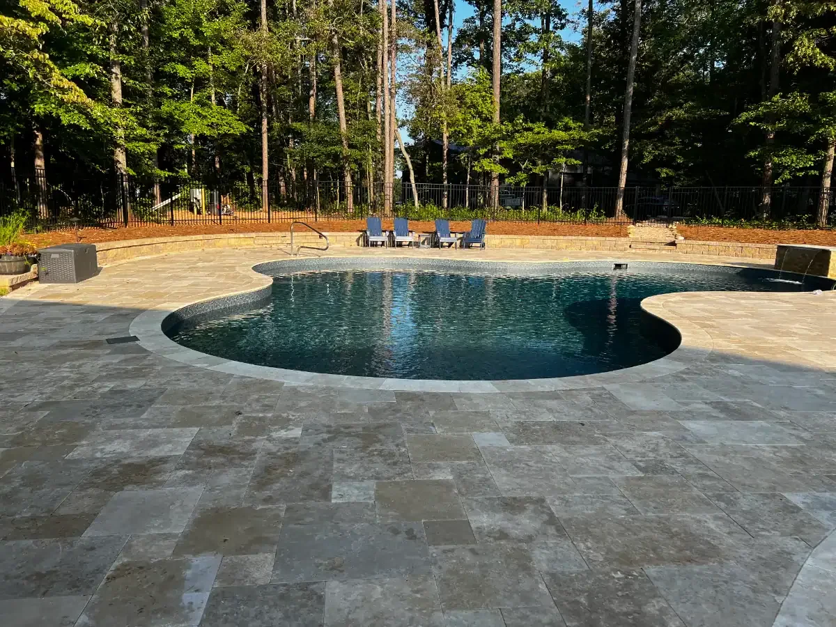 Curved Pool Stone Lounge Chairs Mecklenburg County North Carolina