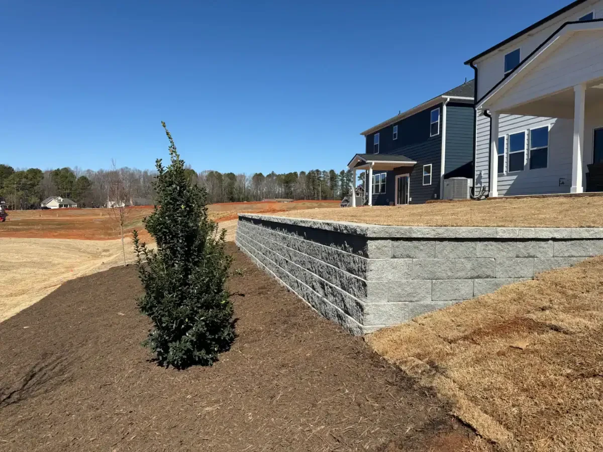 Evergreen Mulch Retaining Wall Mecklenburg County North Carolina
