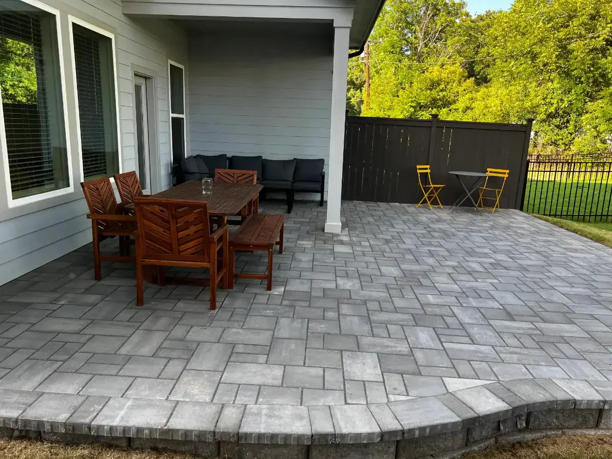 Gray Paver Backyard Patio Mecklenburg County North Carolina