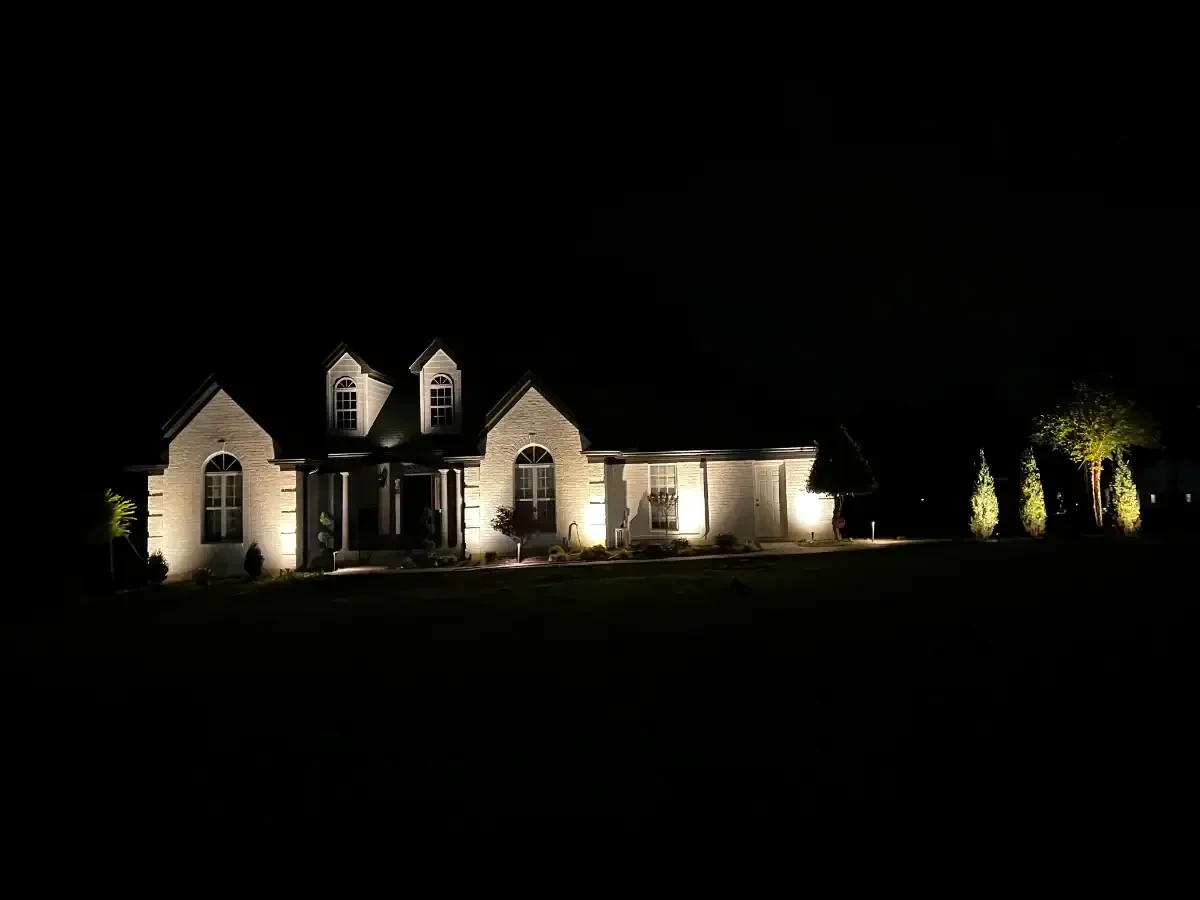 Illuminated Gabled House Night Mecklenburg County North Carolina