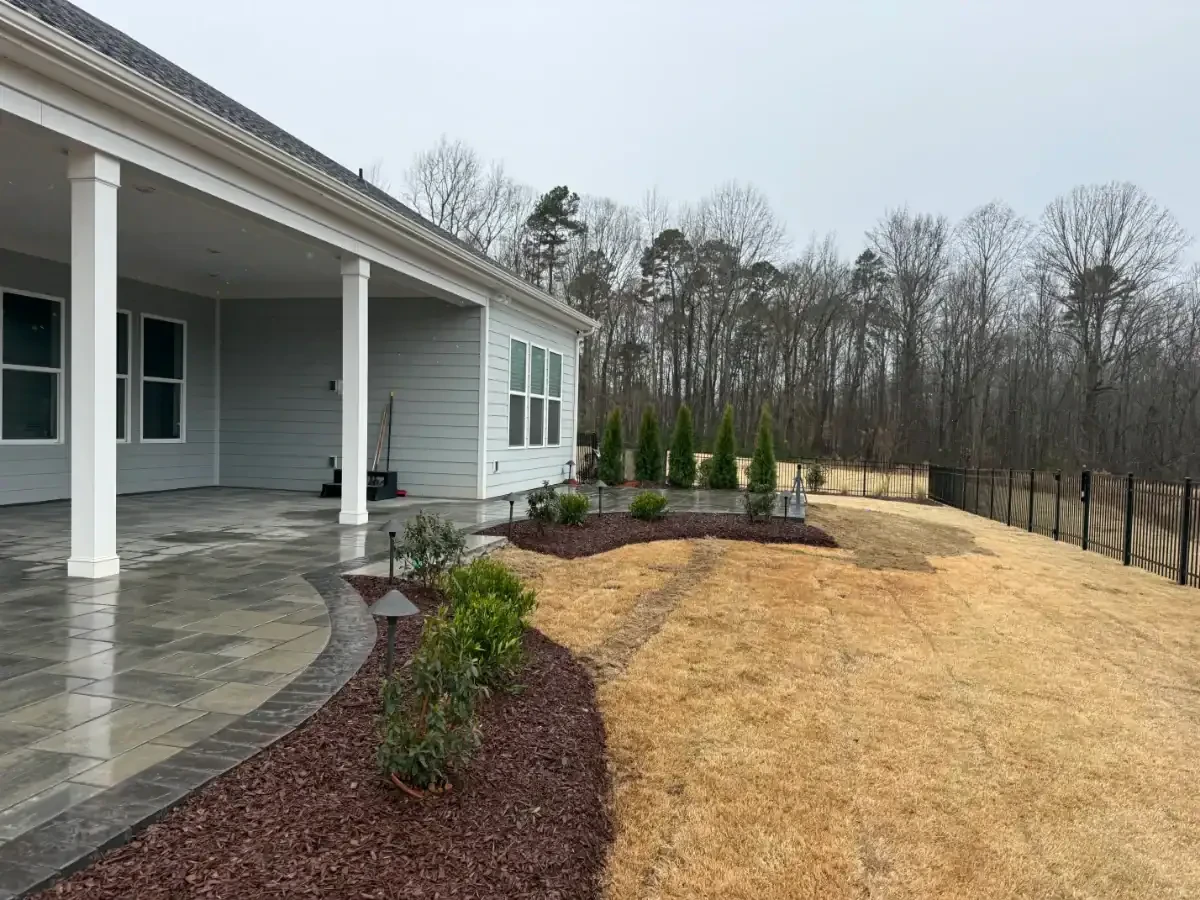 Landscaped Backyard Patio Trees Mecklenburg County North Carolina