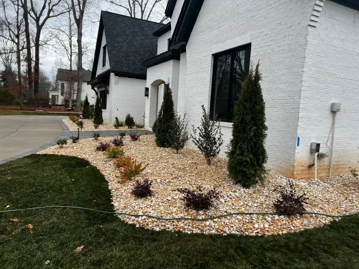 Landscaped Yard Decorative Rocks Mecklenburg County North Carolina