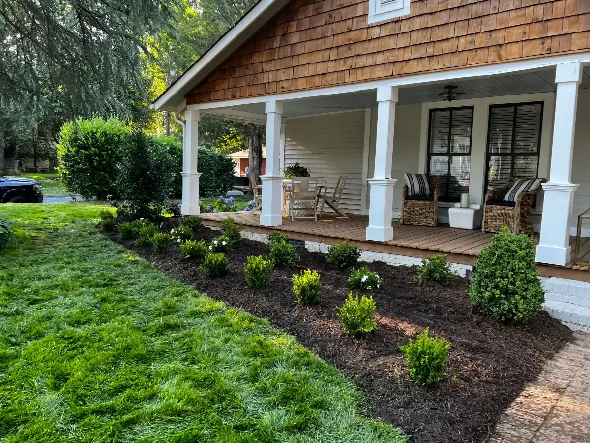 Landscaped Yard Porch Chairs Mecklenburg County North Carolina