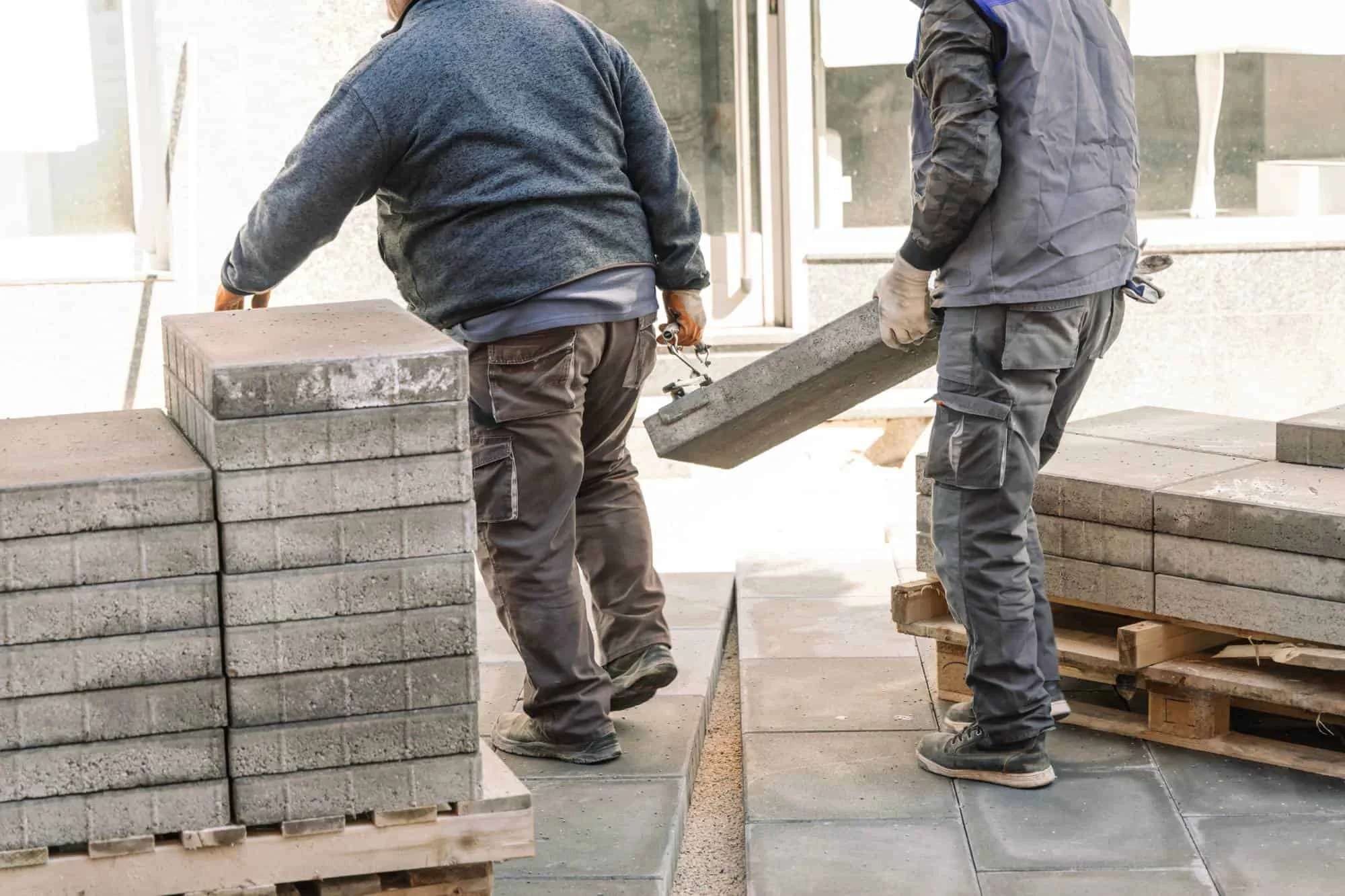 Landscaping Workers Concrete Slab Mecklenburg County North Carolina
