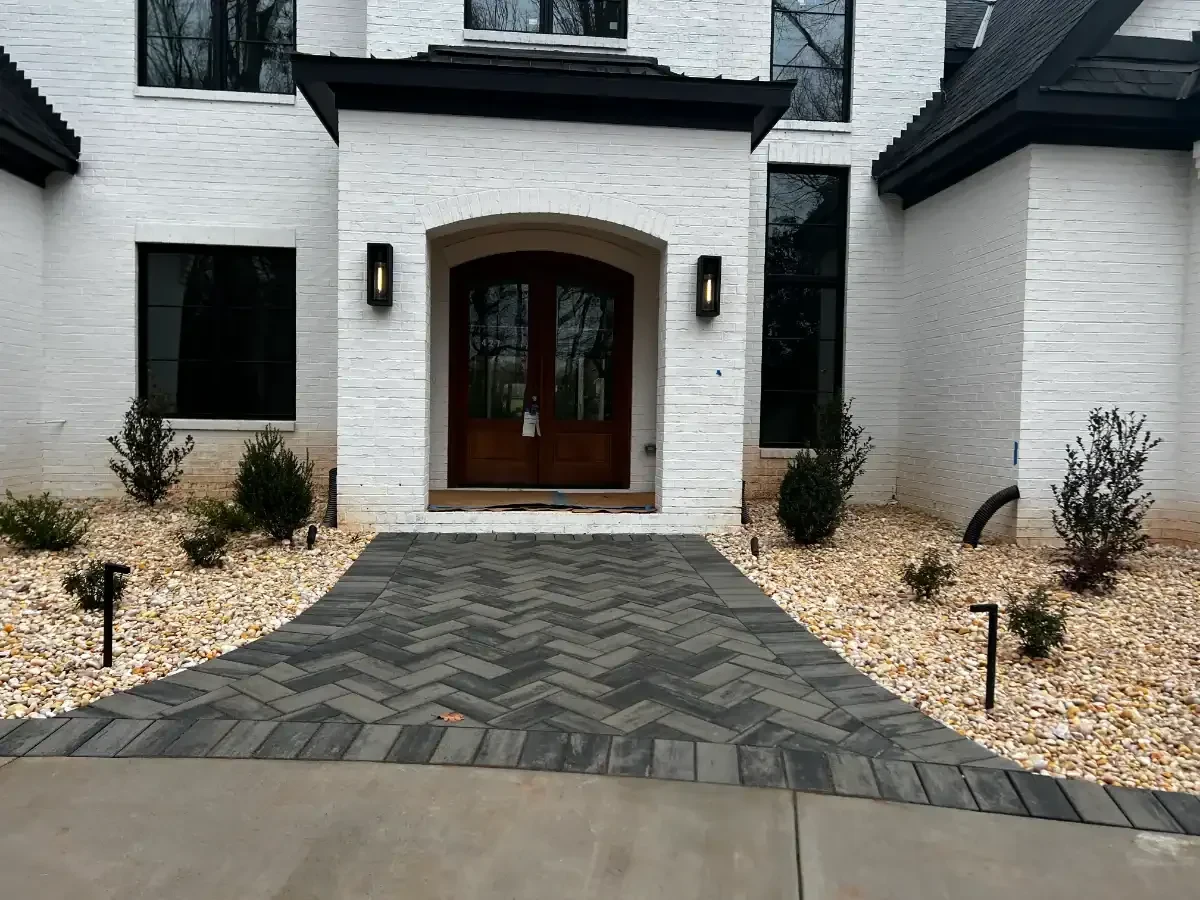 Modern House Stone Walkway Mecklenburg County North Carolina