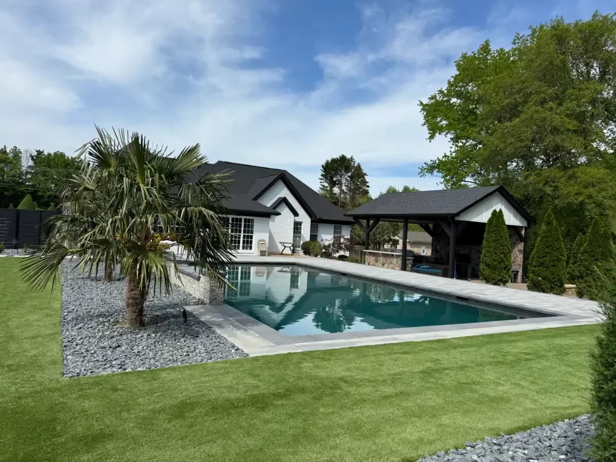 Modern Poolside Oasis Garden Mecklenburg County North Carolina