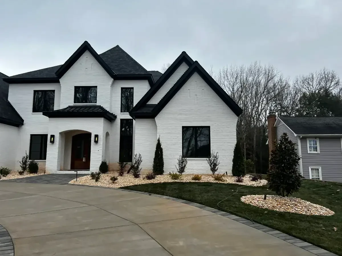 Modern White Brick House Mecklenburg County North Carolina_2