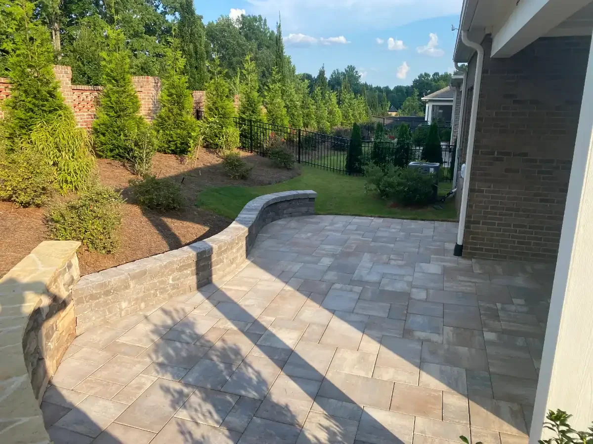 Patio Stone Wall Landscaped Mecklenburg County North Carolina