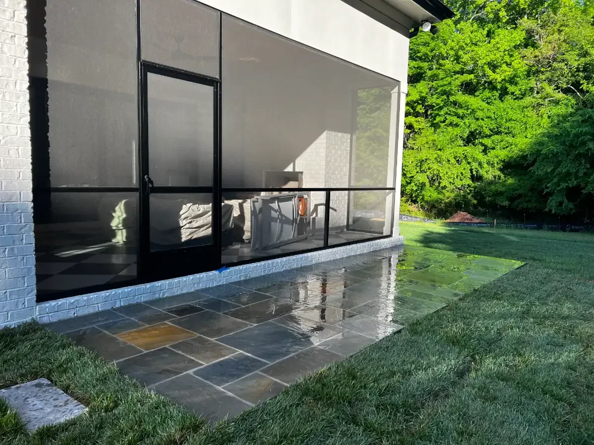 Screened Patio Stone Terrace Mecklenburg County North Carolina