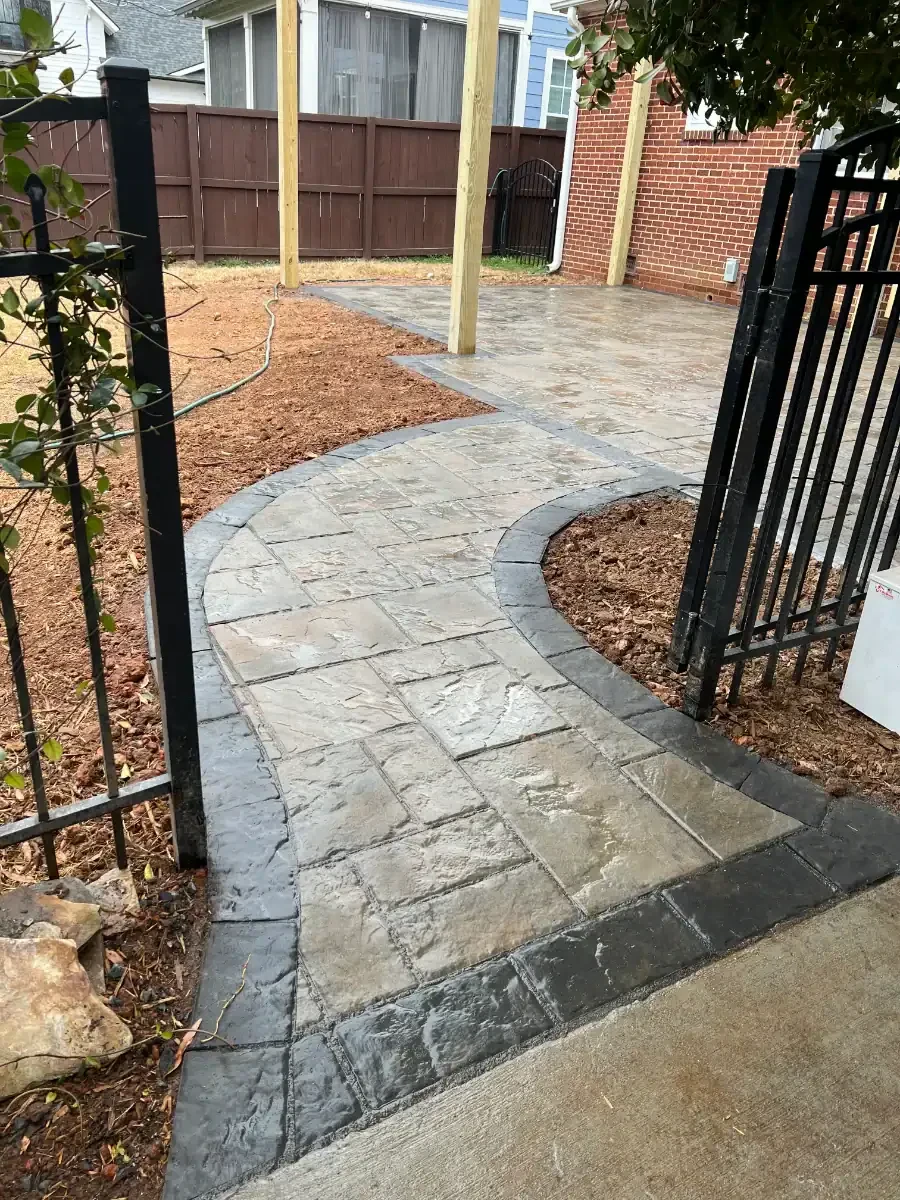 Stamped Concrete Pathway Gate Mecklenburg County North Carolina