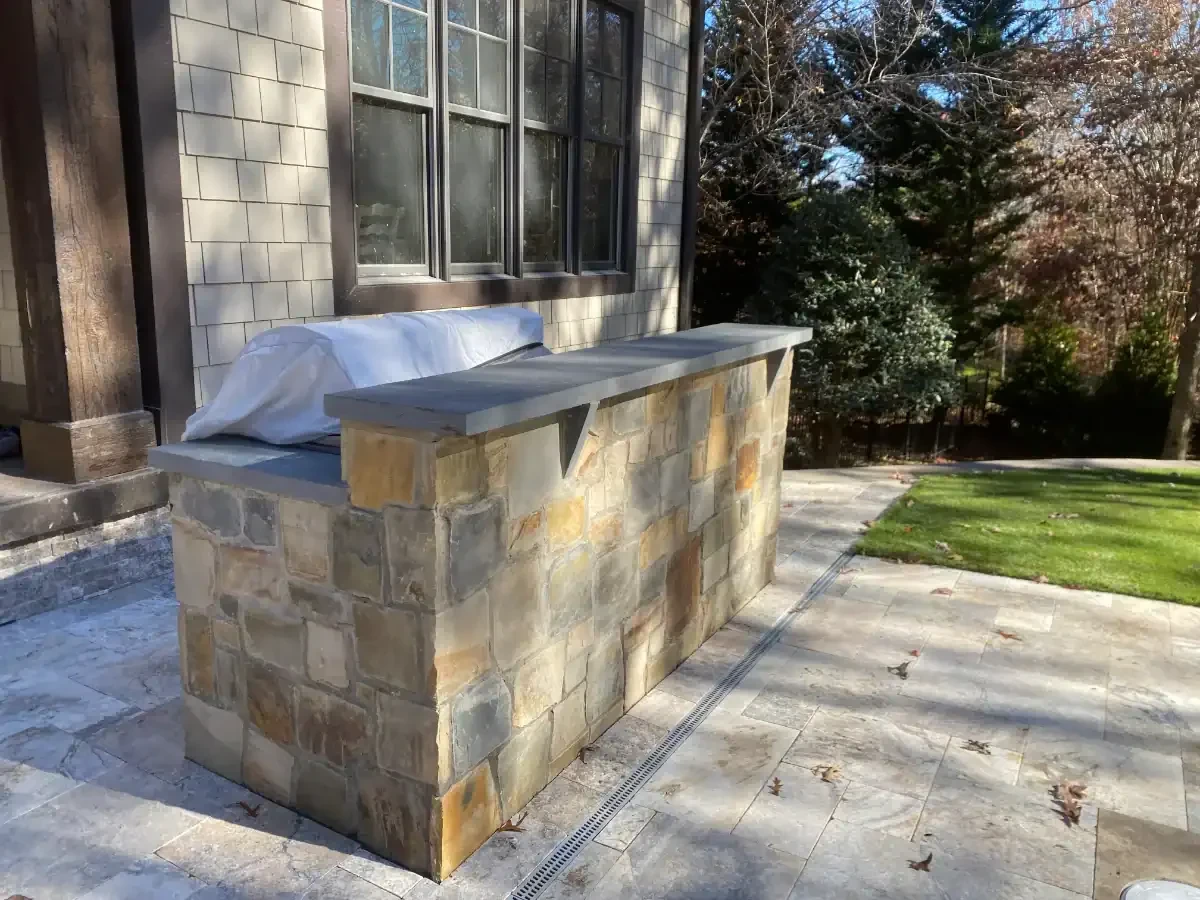 Stone Patio Bar Landscaping Mecklenburg County North Carolina