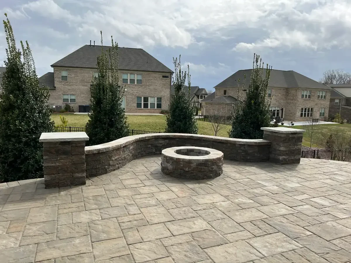 Stone Patio Fire Pit Landscaper Mecklenburg County North Carolina
