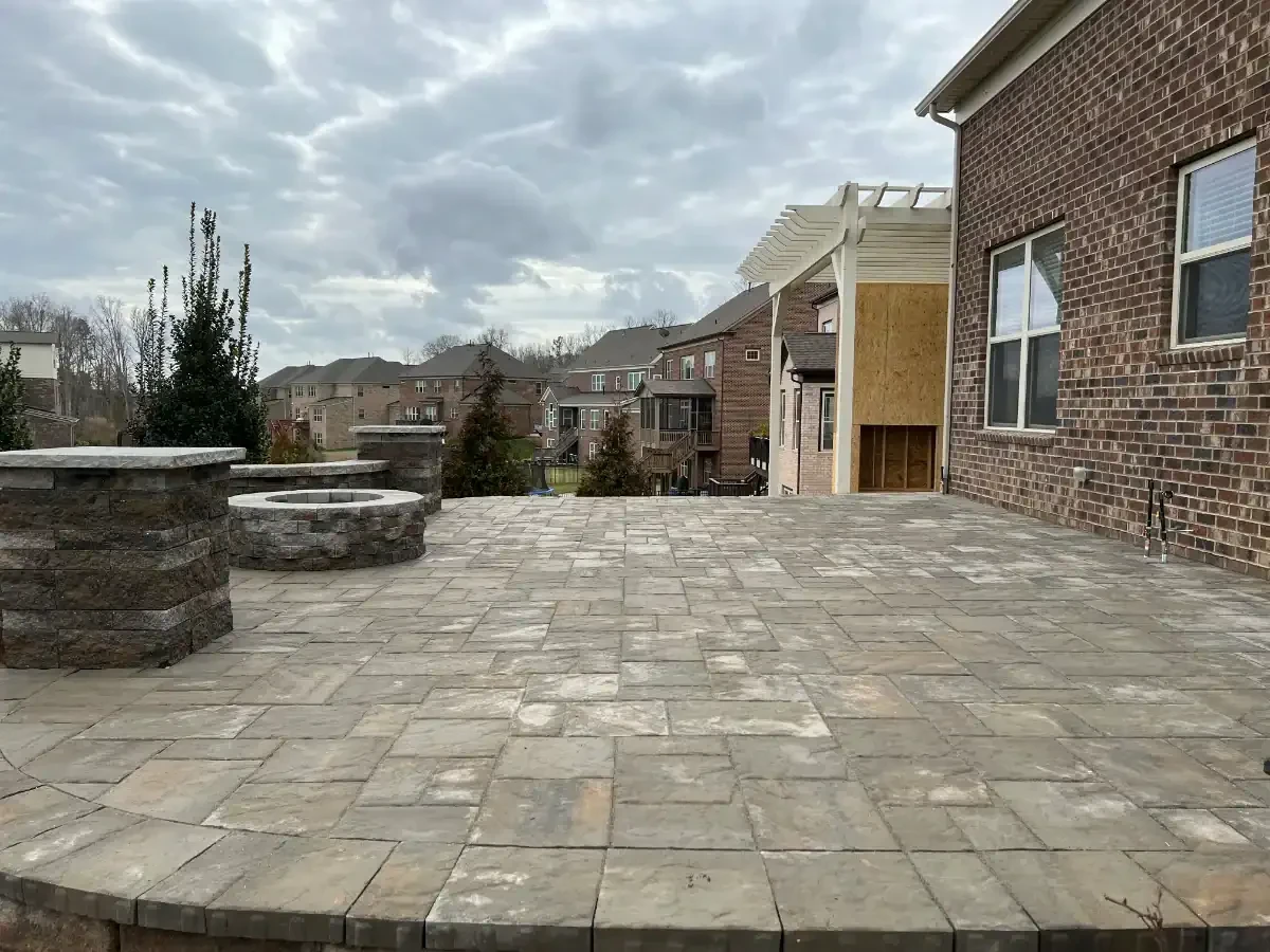 Stone Patio Fire Pit Pergola Mecklenburg County North Carolina