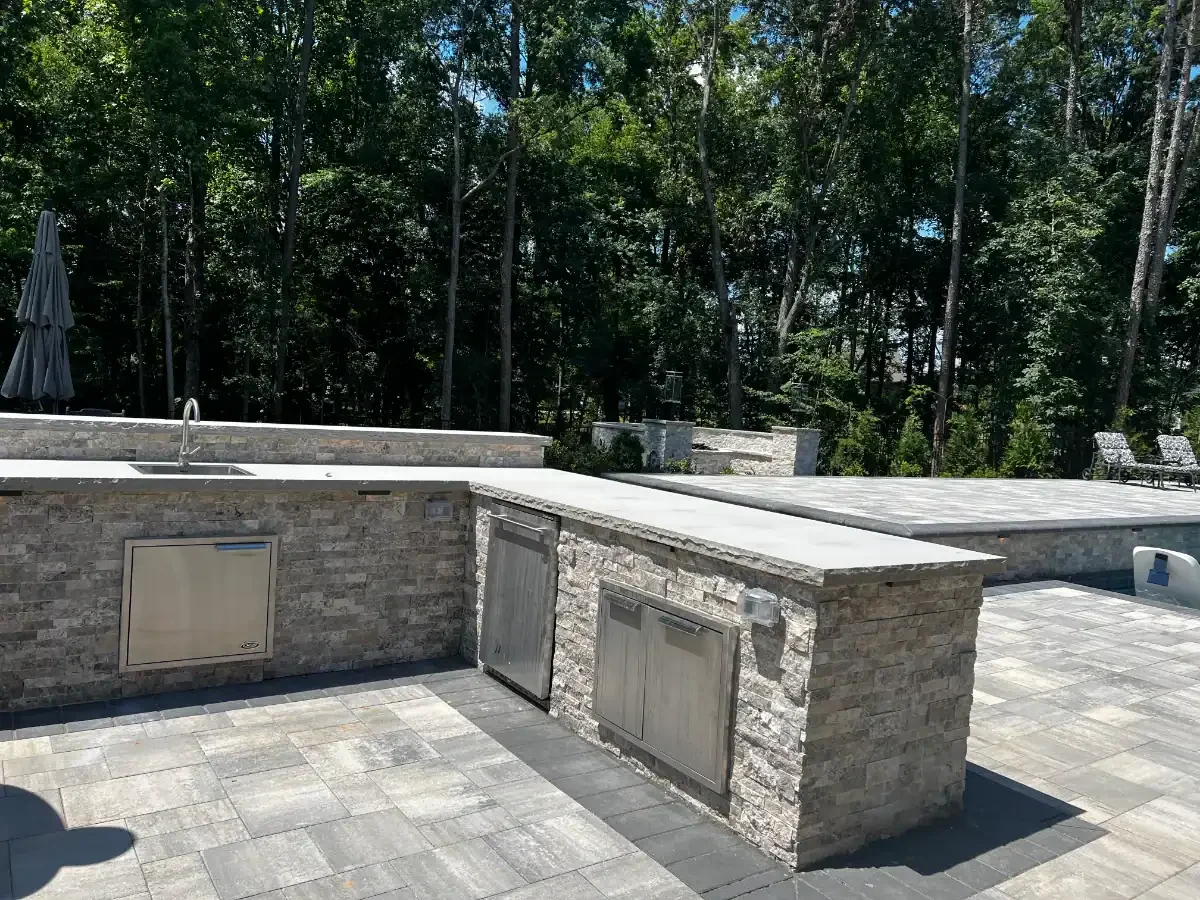 Stone Patio Outdoor Kitchen Mecklenburg County North Carolina_1