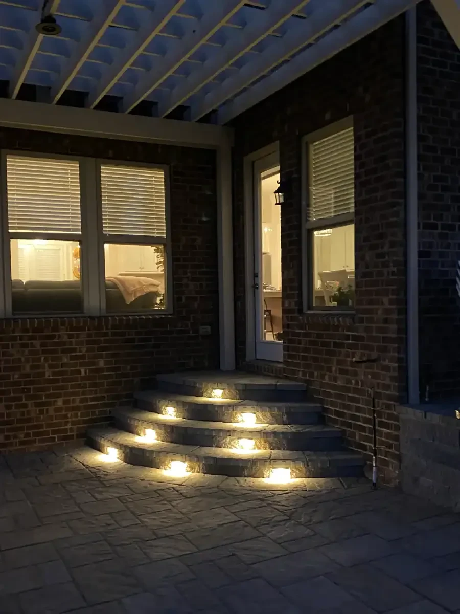 Stone Steps Dusk Lighting Mecklenburg County North Carolina