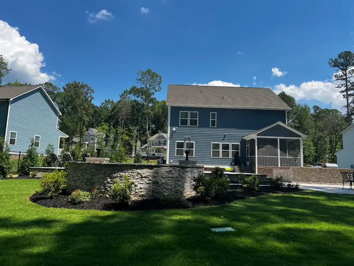 Suburban Blue House Landscaping Mecklenburg County North Carolina