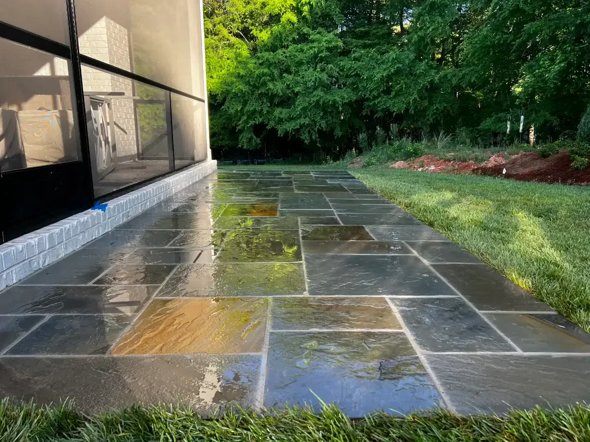 Wet Stone Patio Daylight Mecklenburg County North Carolina